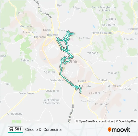 501 Bus Line Map
