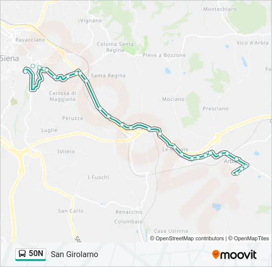 50N Bus Line Map