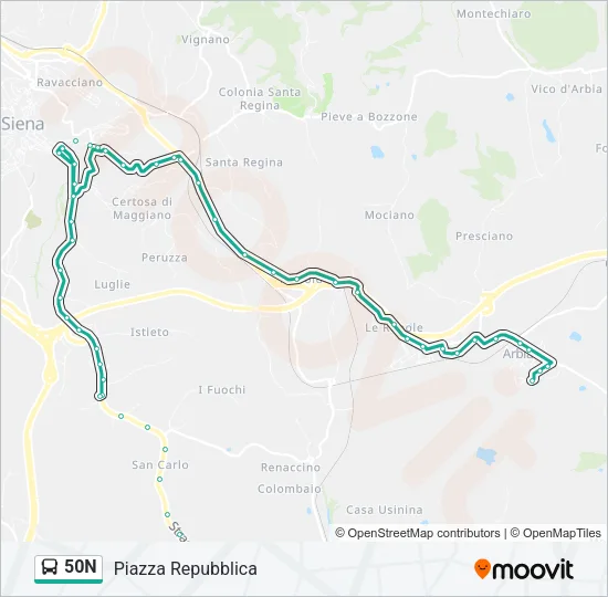 50N Bus Line Map