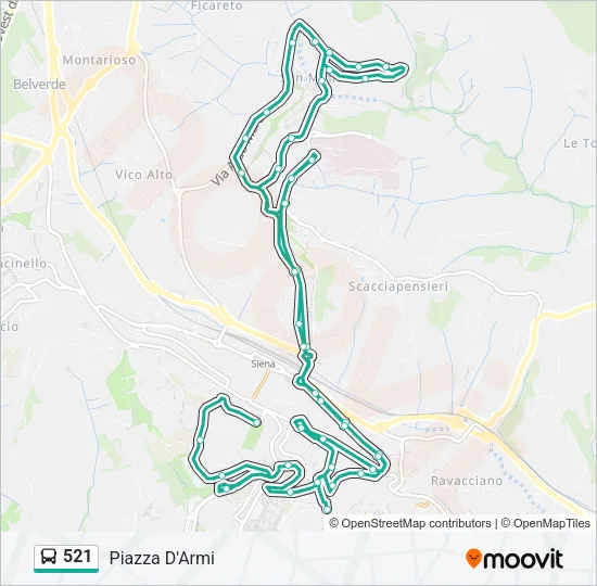 Percorso linea bus 521