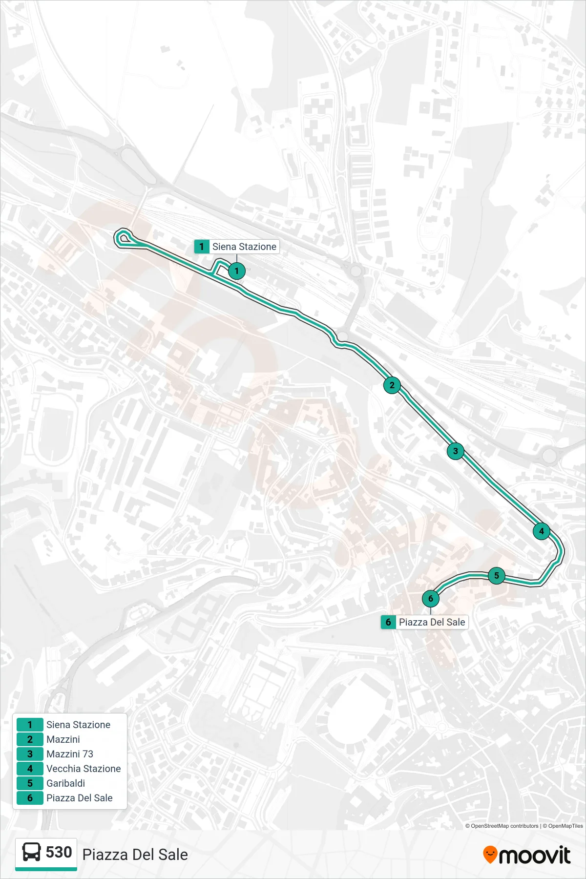 Linea 530  bus (Piazza Del Sale) - Percorsi e fermate sulla mappa