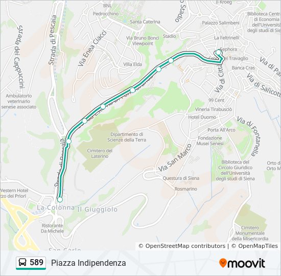 Percorso linea bus 589