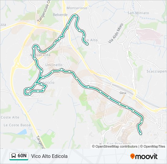 Percorso linea bus 60N