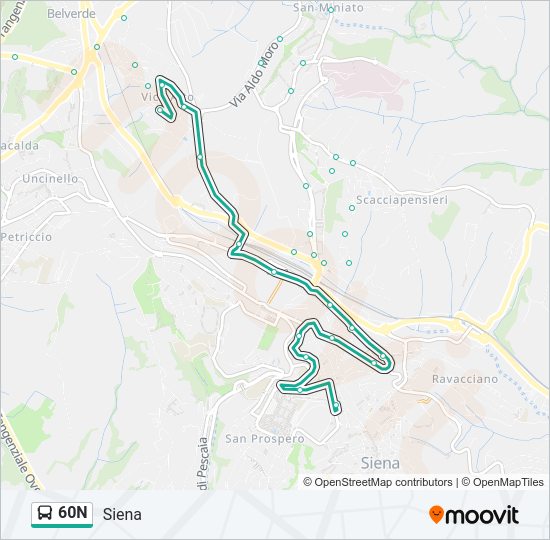 Percorso linea bus 60N