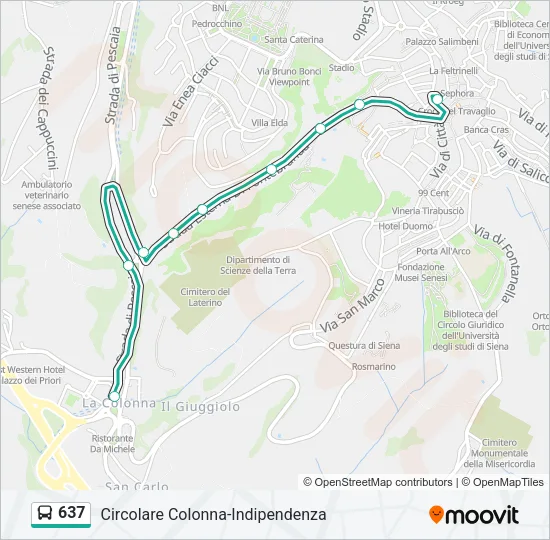 637 Bus Line Map