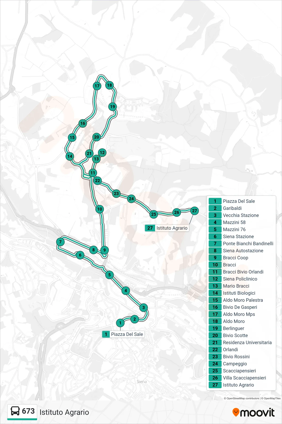 Linea 673 bus (Istituto Agrario) - Percorsi e fermate sulla mappa