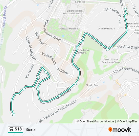 Percorso linea bus S18