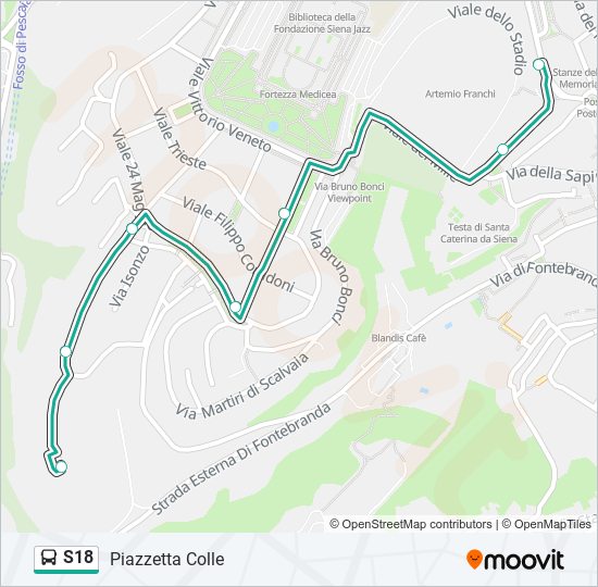 S18 bus Line Map