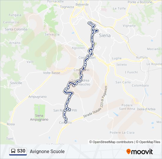 Percorso linea bus S30