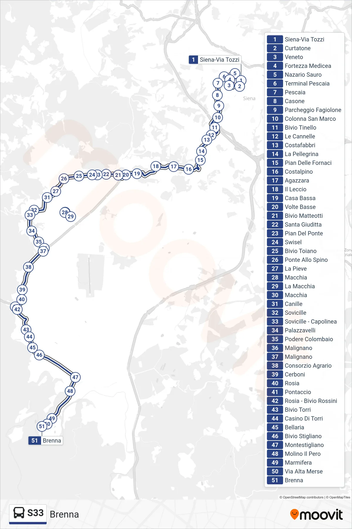 Linea S33  bus (Brenna) - Percorsi e fermate sulla mappa