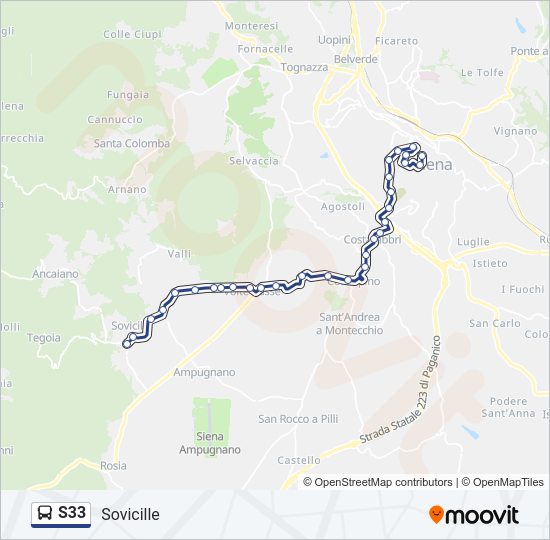 Percorso linea bus S33