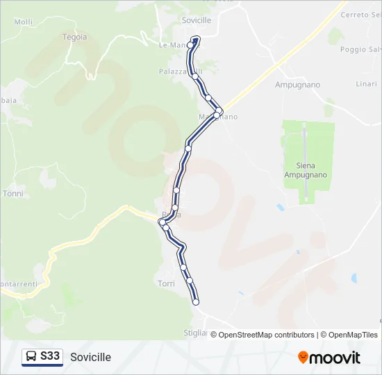 Percorso linea bus S33