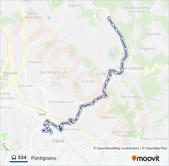 Percorso linea bus S34
