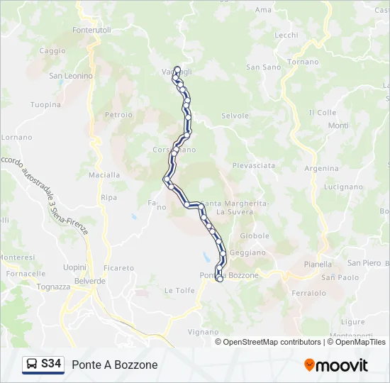Percorso linea bus S34