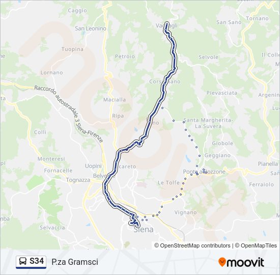 S34 Bus Line Map