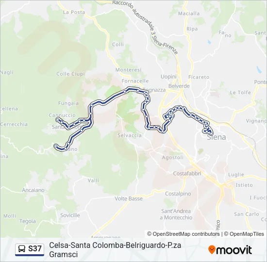 Percorso linea bus S37