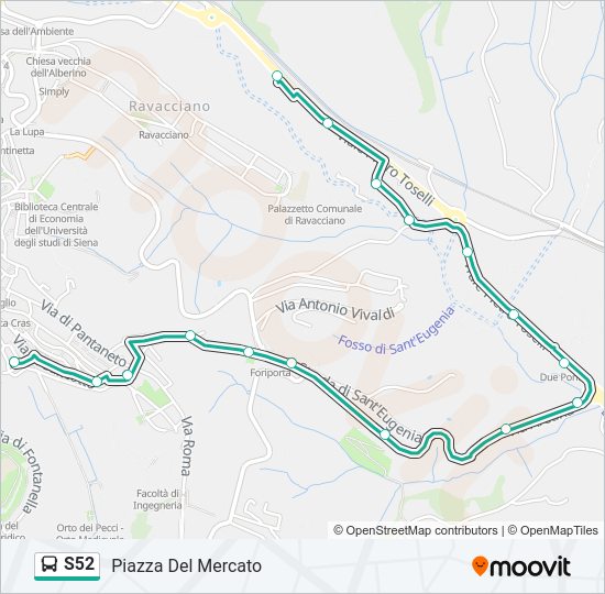 S52 bus Line Map