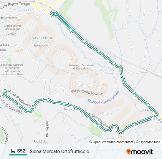 Percorso linea bus S52