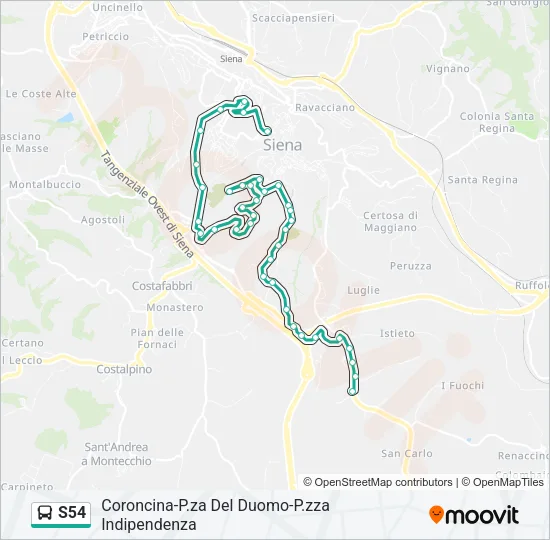 Percorso linea bus S54