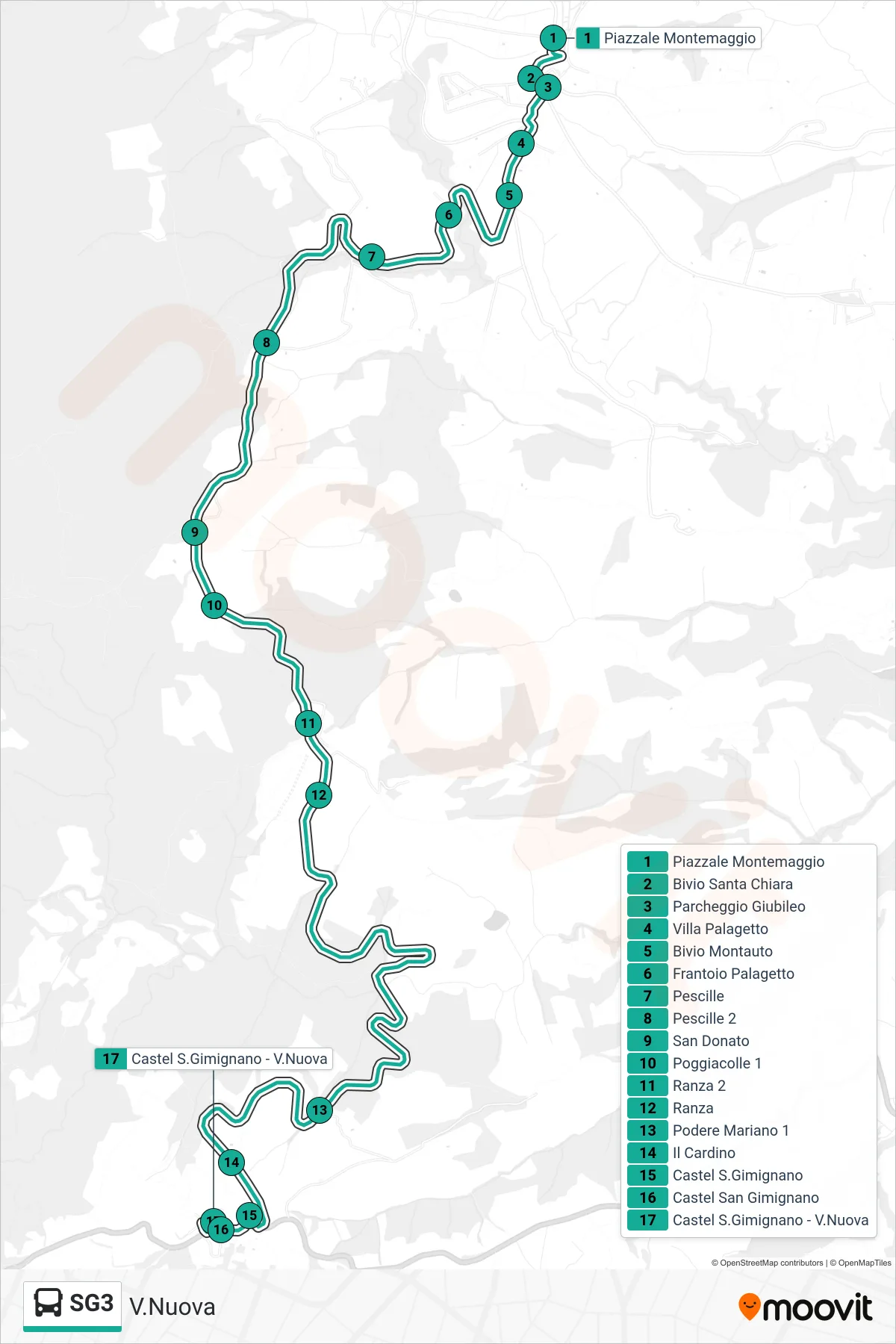 Linea SG3  bus (V.Nuova) - Percorsi e fermate sulla mappa