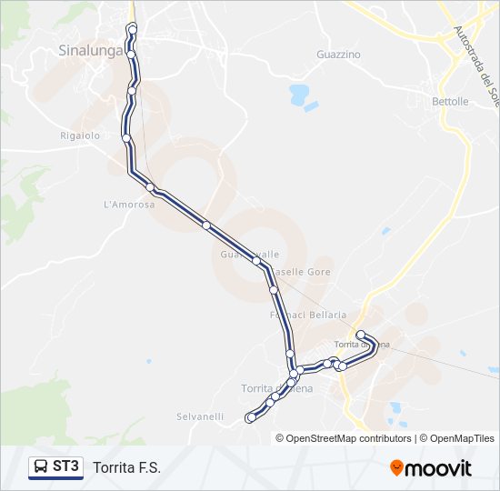 Percorso linea bus ST3