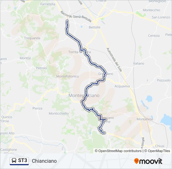 Percorso linea bus ST3