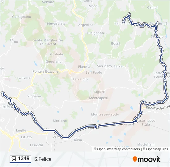 134R Bus Line Map