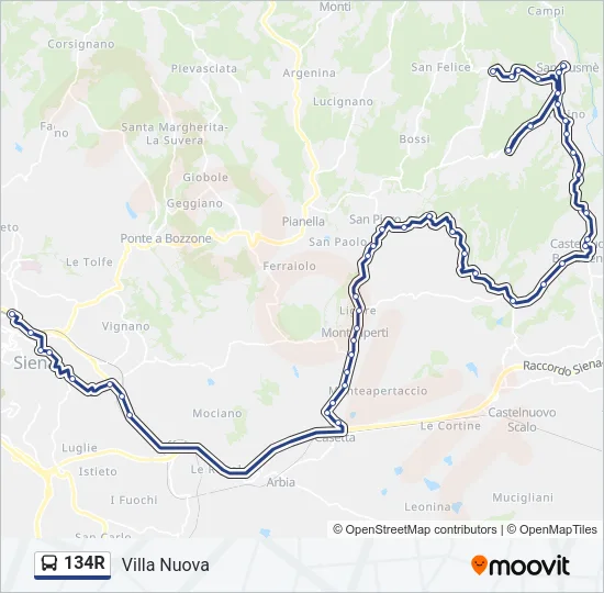 134R Bus Line Map