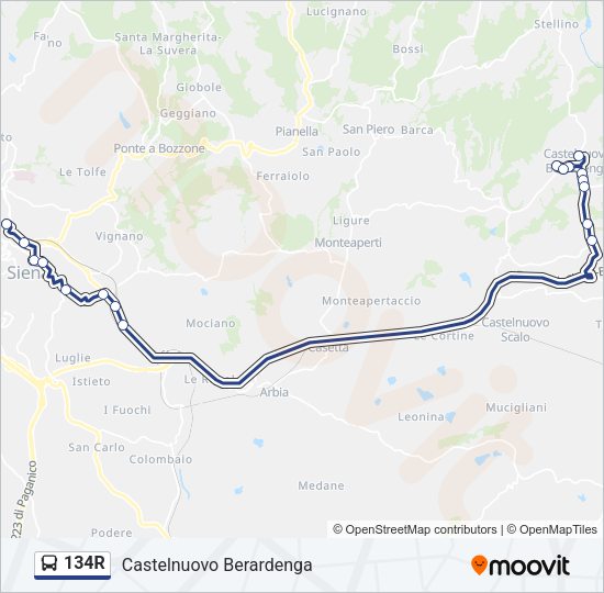 Percorso linea bus 134R