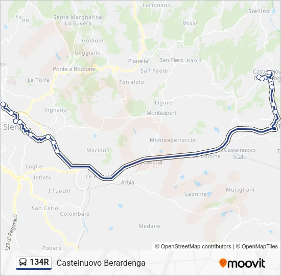 134R Bus Line Map