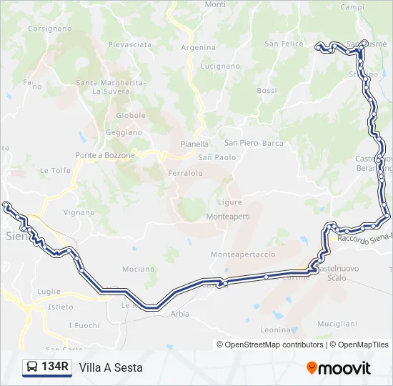 134R Bus Line Map