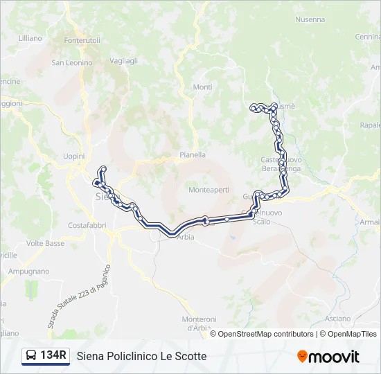 134R Bus Line Map