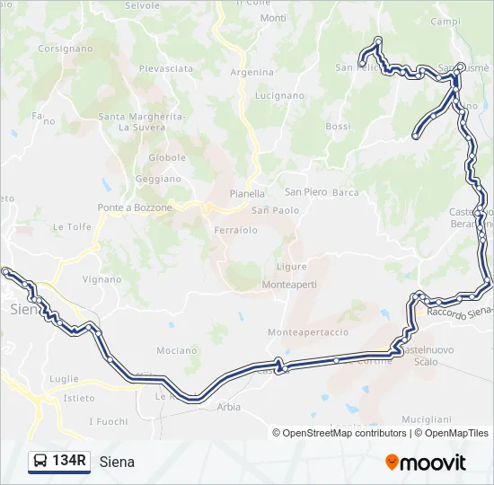134R Bus Line Map