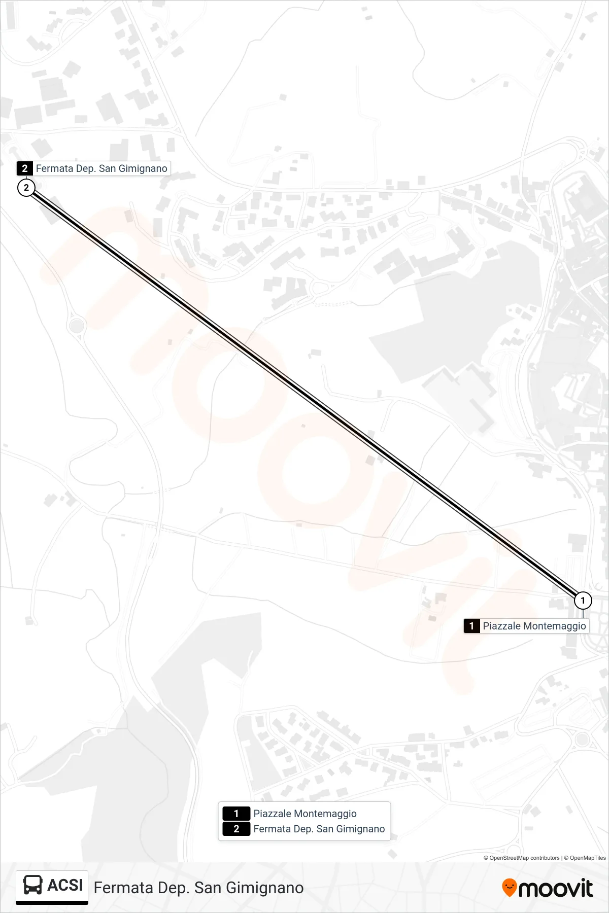 Linea ACSI bus (Fermata Dep. San Gimignano) - Percorsi e fermate sulla mappa