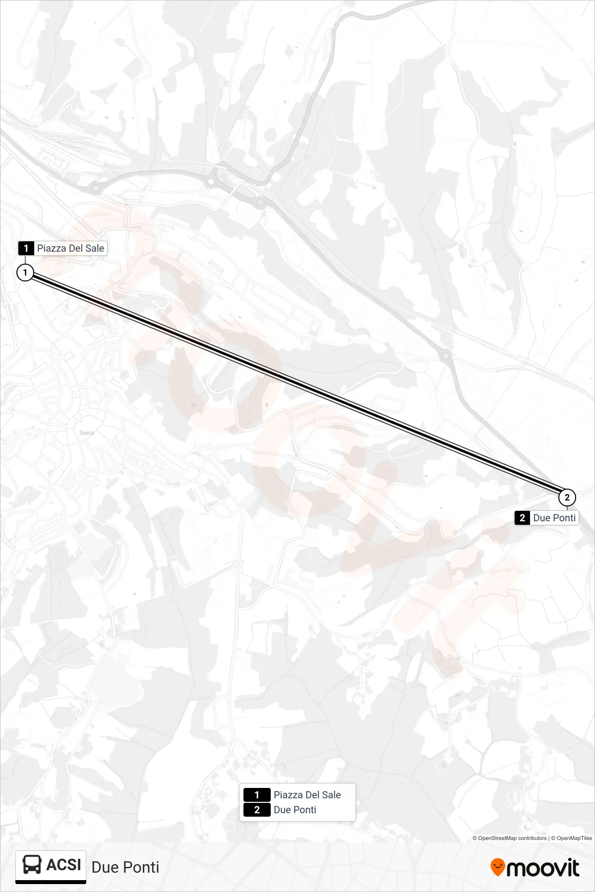 Linea ACSI bus (Due Ponti) - Percorsi e fermate sulla mappa