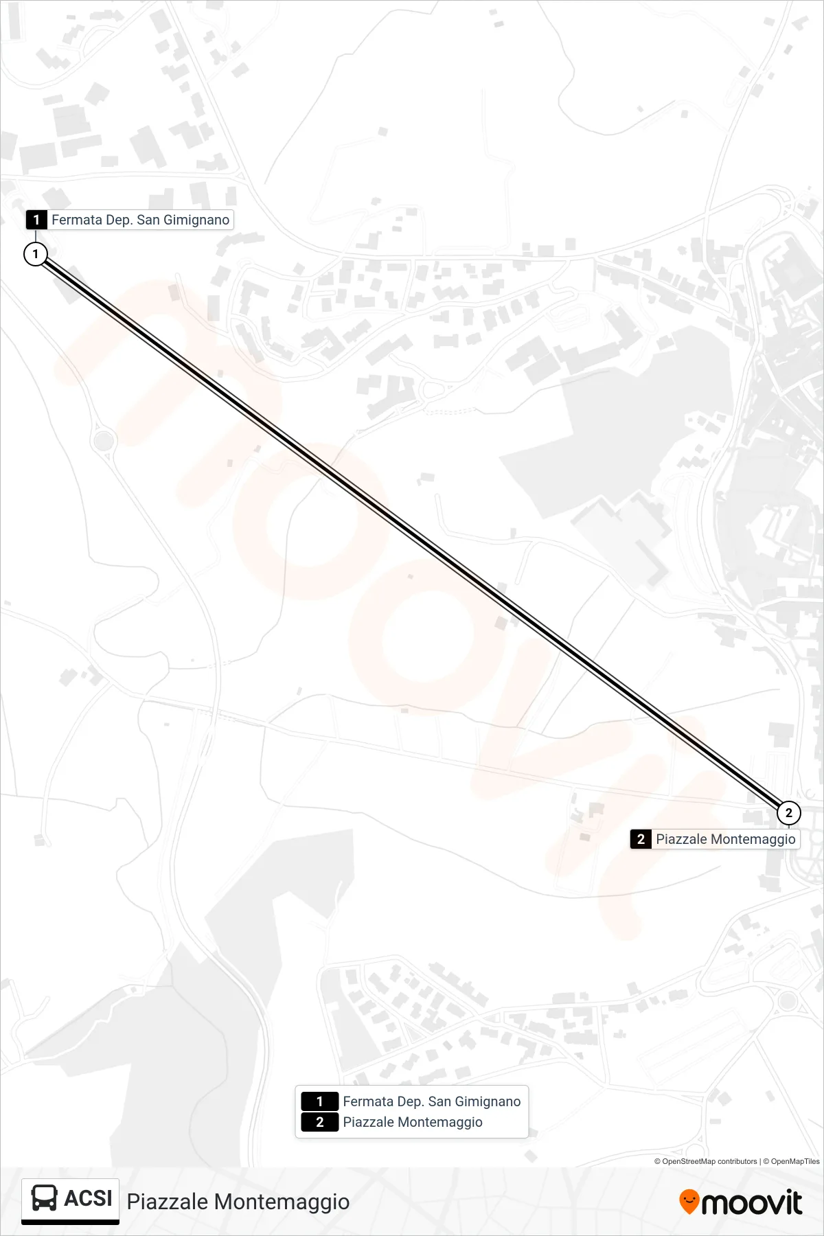 Linea ACSI  bus (Piazzale Montemaggio) - Percorsi e fermate sulla mappa