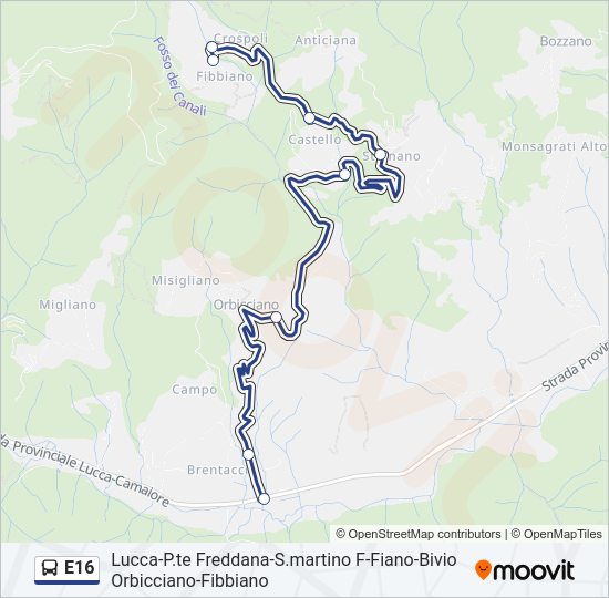 E16 Bus Line Map
