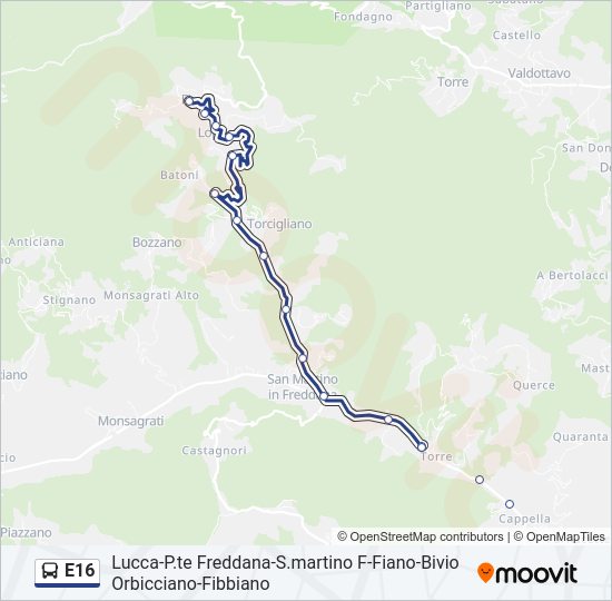 E16 Bus Line Map