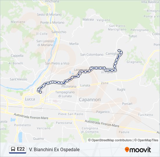E22 bus Line Map