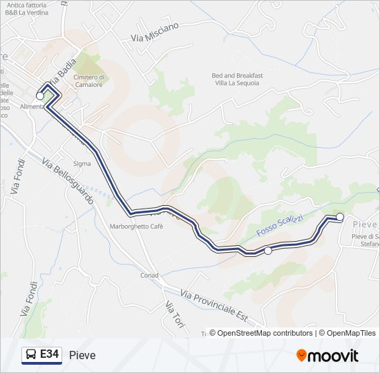 E34 bus Line Map