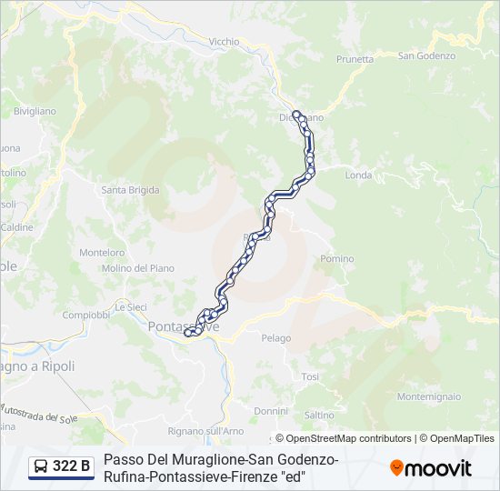 Percorso linea bus 322 B