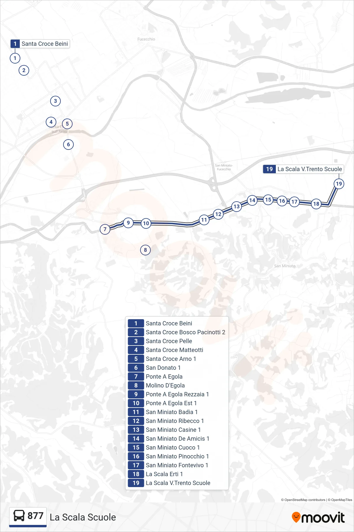 Linea 877 tram (La Scala Scuole) - Percorsi e fermate sulla mappa