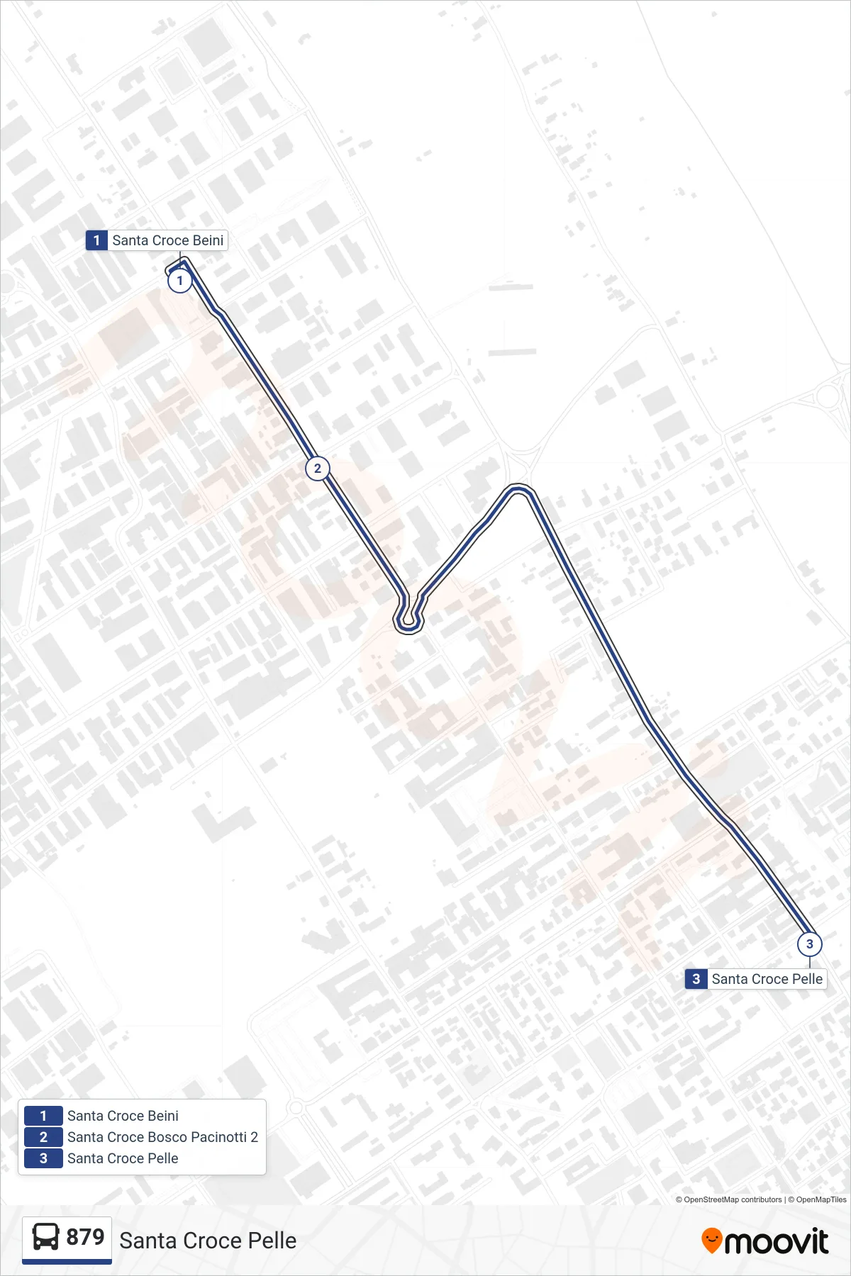 Linea 879 tram (Santa Croce Pelle) - Percorsi e fermate sulla mappa
