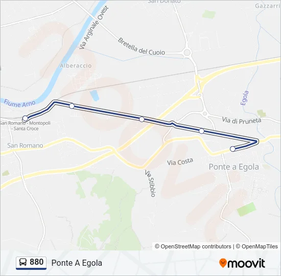 880 Bus Line Map