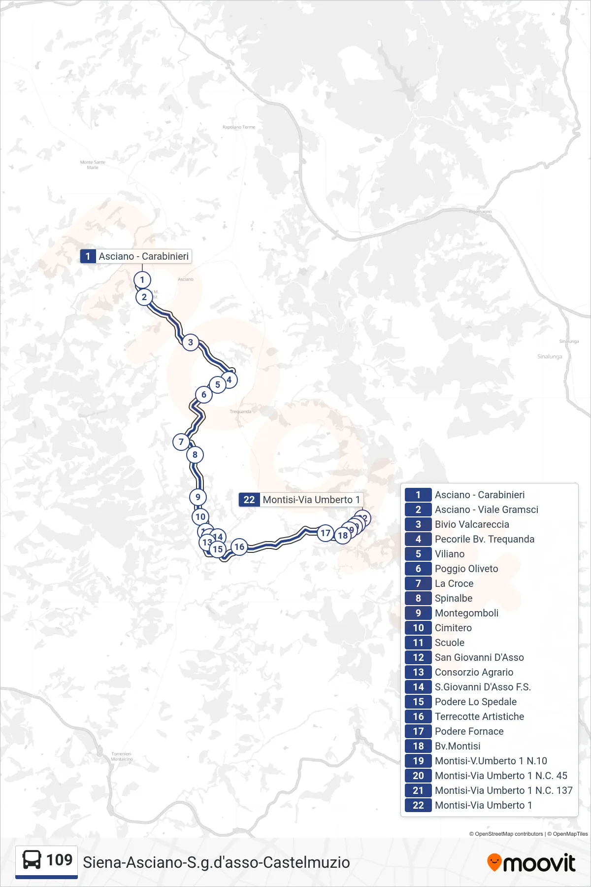 Linea 109 tram (Via Umberto 1) - Percorsi e fermate sulla mappa