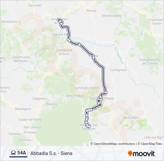 54A Bus Line Map