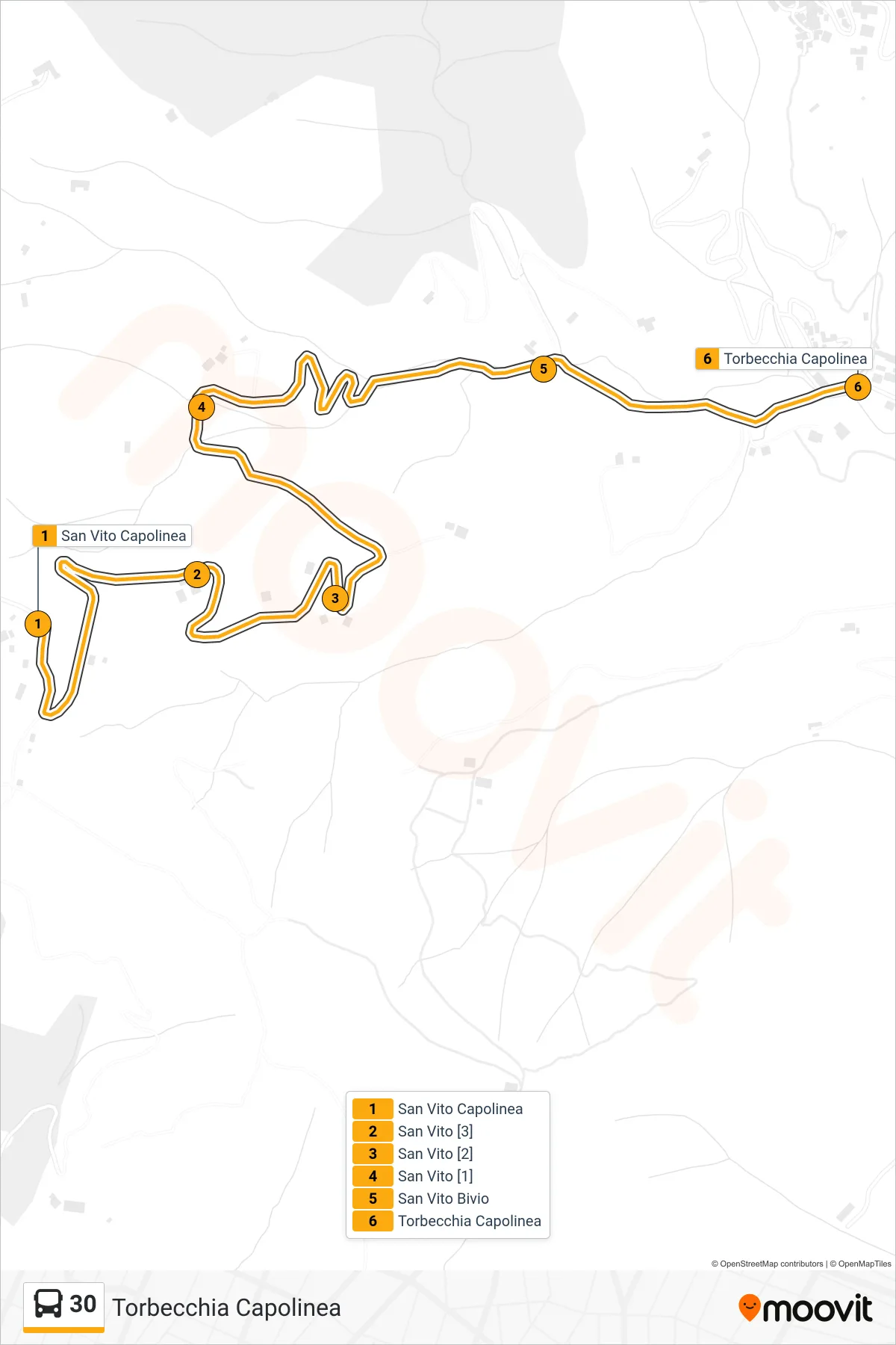 Linea 30  bus (Torbecchia Capolinea) - Percorsi e fermate sulla mappa