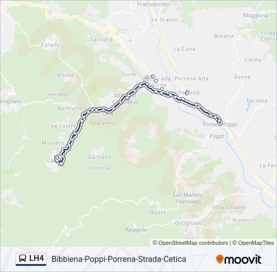 Percorso linea bus LH4