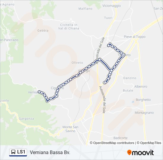 Percorso linea bus LS1