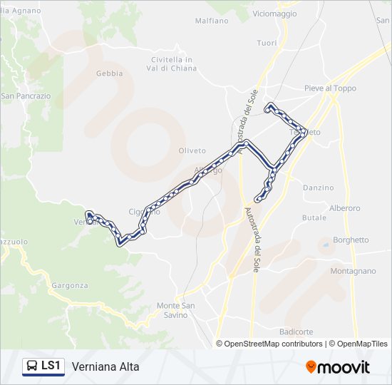 Percorso linea bus LS1